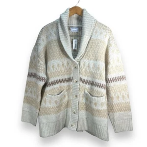 NWT Old Navy Cozy Fair Aisle Neutral Tone Knit Cardigan Size Large - Picture 1 of 10