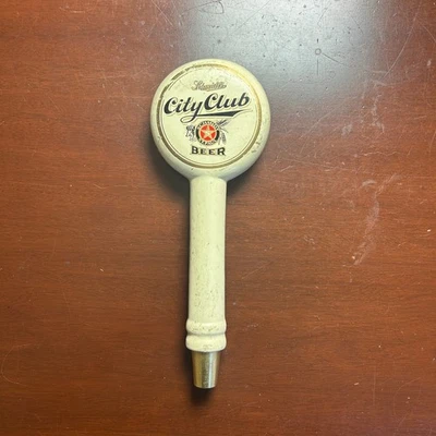 Vintage Schmidt City Club Beer Ceramic Tap Handle White St. Paul MN 8.5" - Image 1 of 4