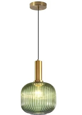 KCO Lighting Modern Gold Globe Pendant, Green Glass - Image 1 of 4