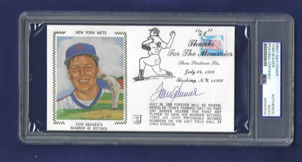 Tom Seaver Autographed First Day Cover New York Mets Baseball HOFer PSA SLABBED - Image 1 of 1