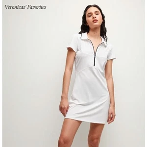 Veronica Beard L'Etoile Sport Zip Polo Dress White Navy M NWT 195 White - Picture 1 of 6