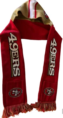 San Francisco 49ers Rojo Y Dorado NFL Cálido Invierno Tejido Bufanda con Capucha con Bolsillos Foto 1 de 3
