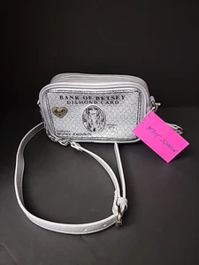 BETSEY JOHNSON - Bank of Betsey Diamond Card Silver Crossbody Handbag NWT  - Picture 1 of 1