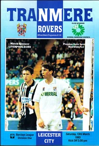 Tranmere Rover V Leicester City 1992/93 13-03-1993 división 1 - Imagen 1 de 1