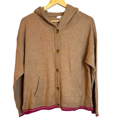 Cárdigan suéter Charter Club rosa tostado con botones con capucha mezcla de lana merino XXL Foto 1 de 4