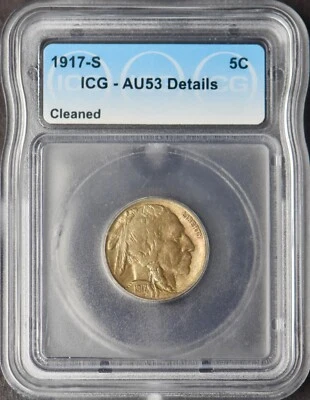 1917-S Buffalo Nickel - ICG AU53 Details Toned - ✪COINGIANTS✪ - Image 1 of 2