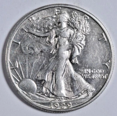 1929-S WALKING HALF DOLLAR ~ NICE BRIGHT CHOICE AU+ ABOUT UNCIRCULATED! INV#10 - Image 1 of 2