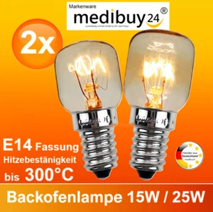2x Backofenlampe 15W / 25W E14 - 300°C Backofen Glühbirne Lampe, Herd, Ofenlampe - Bild 1 von 9