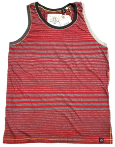 Striped Tank Top T-shirt Sleeveless Vest Pocket Adult Men's LARGE Red Gray NWT - Picture 1 of 2