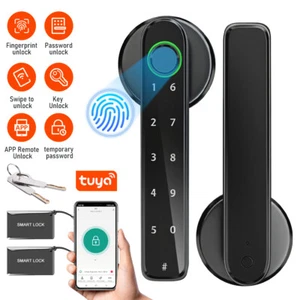 Electronic Smart Door Lock Handle Digital Fingerprint Password APP Bluetooth Key - Picture 1 of 24