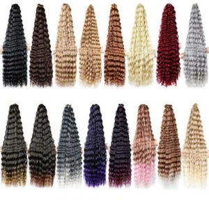 Natural Crochet Hair Extensions Braids Human Bundle Water Wave Deep Curly - Picture 1 of 25