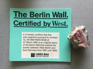 Original Piece of the Berlin Wall! Mauerstück! Certified! Free Shipping! - Bild 1 von 2