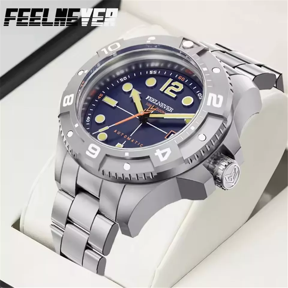 FEELNEVER Men Automatic Watch Sapphire Crystal Auto Date Male Business Watches - Image 1 of 4