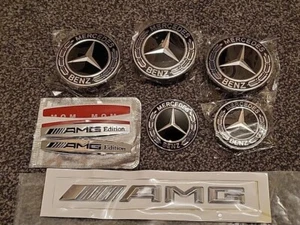 8 X AMG EDITION MERCEDES Side Wing Fender Badges + Boot Bonnet Wheel Back Job  - Picture 1 of 18