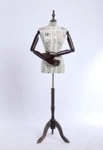 weibliche Schneiderpuppe Holz Arme Hände verstellbar B12-G stoffbezogene Torso - Bild 1 von 8