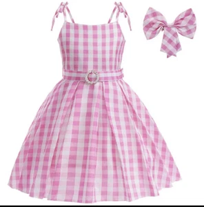 Barbie Pink Plaid Cosplay Costume Dress Halloween Birthday Party Accessories Set - Picture 1 of 9