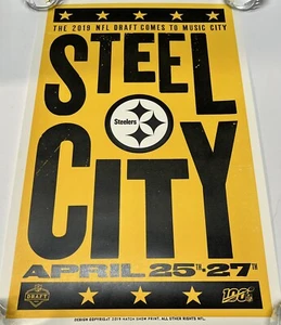 Póster impreso del draft de la NFL 2019 Pittsburgh Steelers Hatch Show Nashville Steel City - Imagen 1 de 3