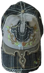 True Religion Distressed Multicolor Vintage Denim Cap Hat Unisex Snapback TRBJ - Picture 1 of 6