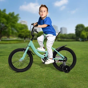16 Zoll Kinderfahrrad Jungen Fahrrad Für ab 5-8 Jahre mit Stützrädern Bike Grün - Bild 1 von 23