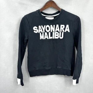Aiko Giacomo Sweatshirt Womens XS Sayonara Malibu Minimalist Preppy Black READ - Picture 1 of 14