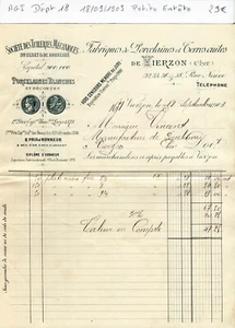 Dépt 18- Vierzon 38 Rue Neuve - Petite Entête Porcelaines & Tuileries 18/09/1903 - Bild 1 von 1