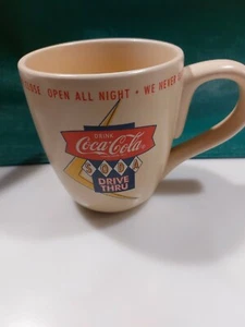 Coca-Cola Stoneware Mug open all night/we never close Drive-Thru- BRAND NEW - Picture 1 of 6