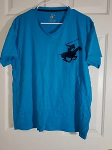 Men's Beverly Hills Polo Club Embroidered V-Neck T-shirt Blue Size XL  - Picture 1 of 4