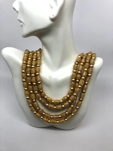 Nuevo de Lote Antiguo Corona Trifari Oro Gargantilla Collar Cuentas Multihilo Etiqueta y Caja Original! - Imagen 1 de 7