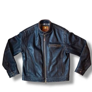 The Territory Ahead Leather Jacket Men’s Small Black Moto Style Lined Zip Front - Picture 1 of 6