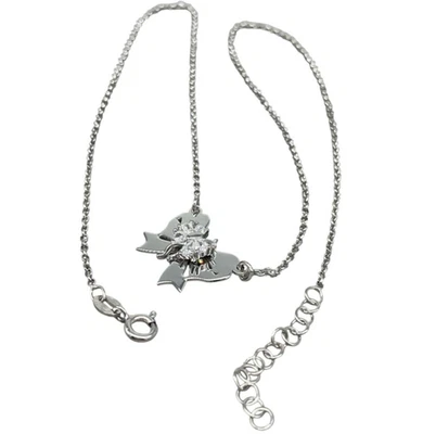 Collana femminile in Argento 925 rodiato Farfalla con puntiluce maglia catenina - Immagine 1 di 4