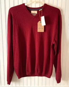 WEATHERPROOF VINTAGE Cranberry Men’s Cotton Cashmere Long Sleeve V-Neck Sweater - Picture 1 of 7