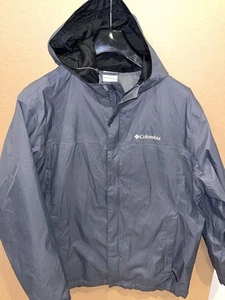 Columbia Sportswear Black Men's Large Rain Jacket Hoodie Lightweight Mint - Picture 1 of 4