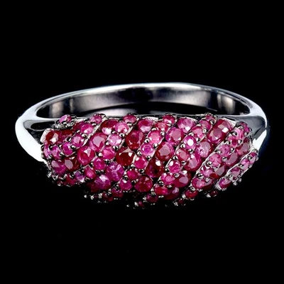 925 Sterling Silver Ring Ruby Myanmar Round Diamond Cut Gemstone Jewelry Size 7 - Image 1 of 4