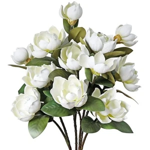 4PCS Vintage Artificial Magnolia Flowers 3D Real Touch Faux Magnolia Flower B... - Picture 1 of 7