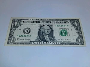   2017 STAR NOTE FANCY H 02580943 * $1 DOLLAR BILL REGULAR RUN St Louis USA - Bild 1 von 4