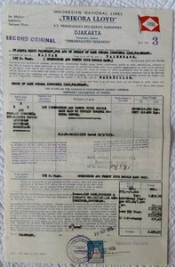 BILL of LADING-CAFE~INDONESIAN NATIONAL LINES "TRIKORA LLOYD"-M/S BLITAR~1973~ - Foto 1 di 2