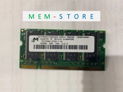 Memoria RAM SODIMM MT8VDDT3264HDG-335C3 micras 256 MB DDR-333 MHz PC2700 sin ECC Foto 1 de 4