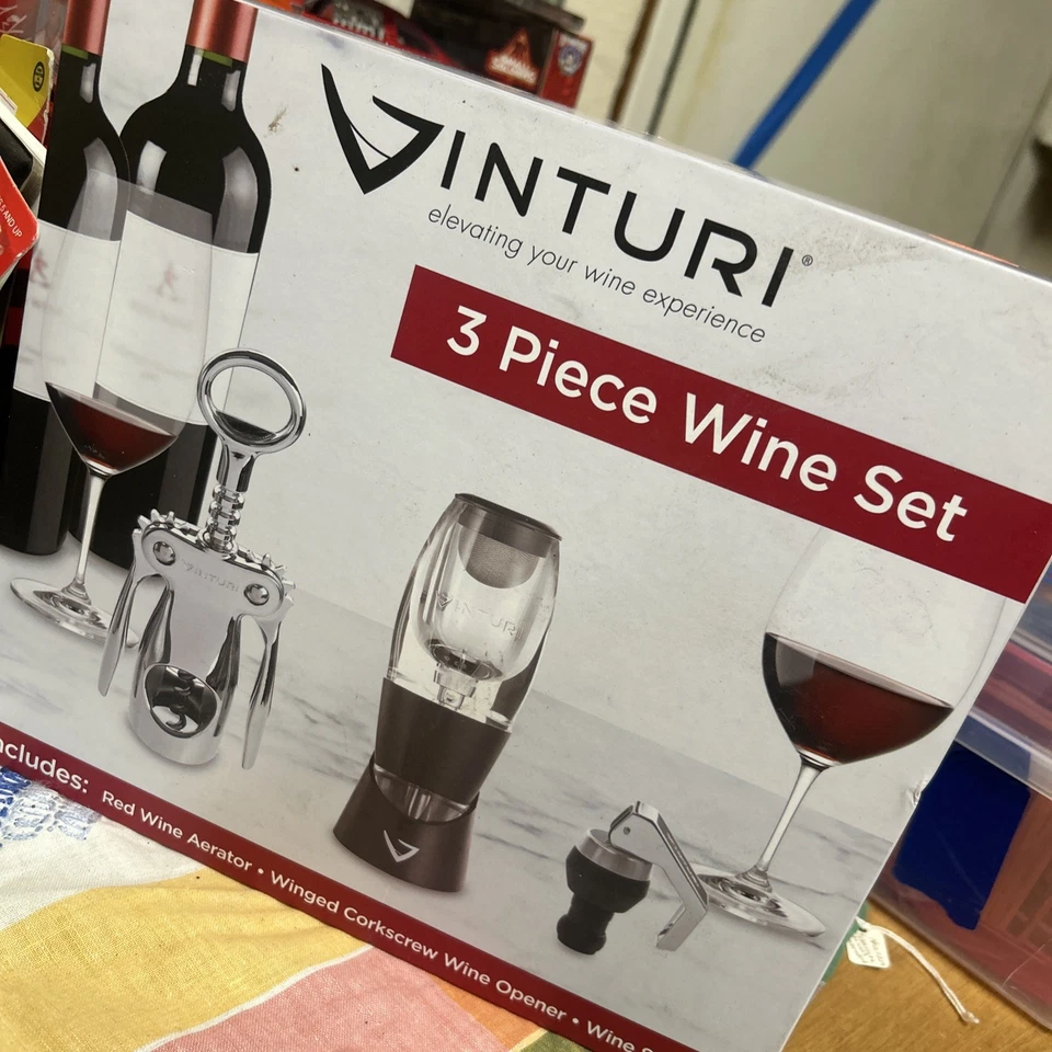 НОВЫЙ винный инструмент Vinturi 3 штуки с винным аэратором, открывалкой для вина и пробкой подарок - Изображение 1 из 1