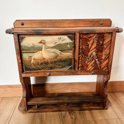 De Colección Años 70 Gansos Madera Estante Reloj Combo Retro Hombre Cueva Caza 20x20 Foto 1 de 4