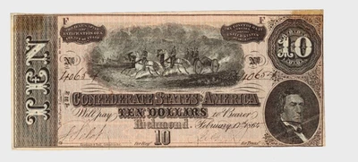 🇺🇸🇺🇸 ** 1864 $10 DOLLARS BILL CONFEDERATE STATES NOTE T-68 ** 🇺🇸🇺🇸 - Image 1 of 2