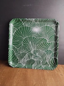 IKEA Melamine Square Serving Tray White Green Leaf Leaves 13 X 13 Inches - Picture 1 of 8