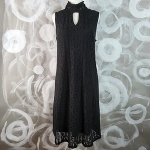 LIBBY EDELMAN Damen Kleid Gr. M schwarz Spitze Cut Out Ausschnitt ärmellos A Linie Etuikleid - Bild 1 von 12