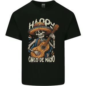 Happy Cinco De Mayo Day Mexico Skull Guitar Mens Cotton T-Shirt Tee Top - Picture 1 of 3