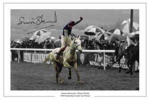 SIMON SHERWOOD SIGNED PHOTO PRINT AUTOGRAPH DESERT ORCHID HORSE RACING - Picture 1 of 1