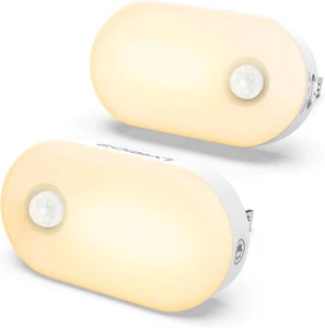 Motion Sensor Night Light, Mini Smart Warm White LED, 2 Pack, Plug-In - Picture 1 of 12