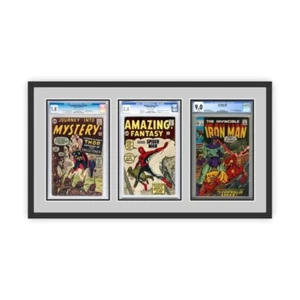 Triple Graded Comic Book Frame Black Wood UV Protected Glass CGC Graded Comics - Picture 1 of 4