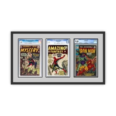 PERFECT CASES, INC Triple Graded Comic Book Frame Black Wood UV Protected Glass CGC Graded Comics