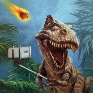 Letztes Selfie von Lucia Heffernan Komischer T-Rex Kunstdruck 12 x 12 cm - Bild 1 von 1