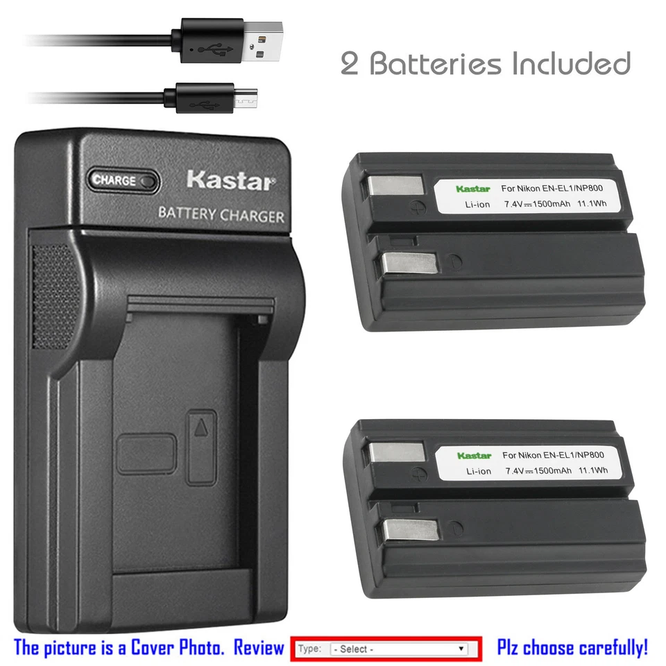 Cargador de batería Kastar EN-EL1 para Nikon Cooipix 5400 5700 775 8700 Cooipix E880 Foto 1 de 4
