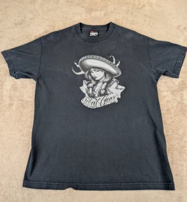 Camiseta De Colección Tribal Grande Negra Gráfica Ropa de Calle Mexicana Gran Desvanecimiento Foto 1 de 4